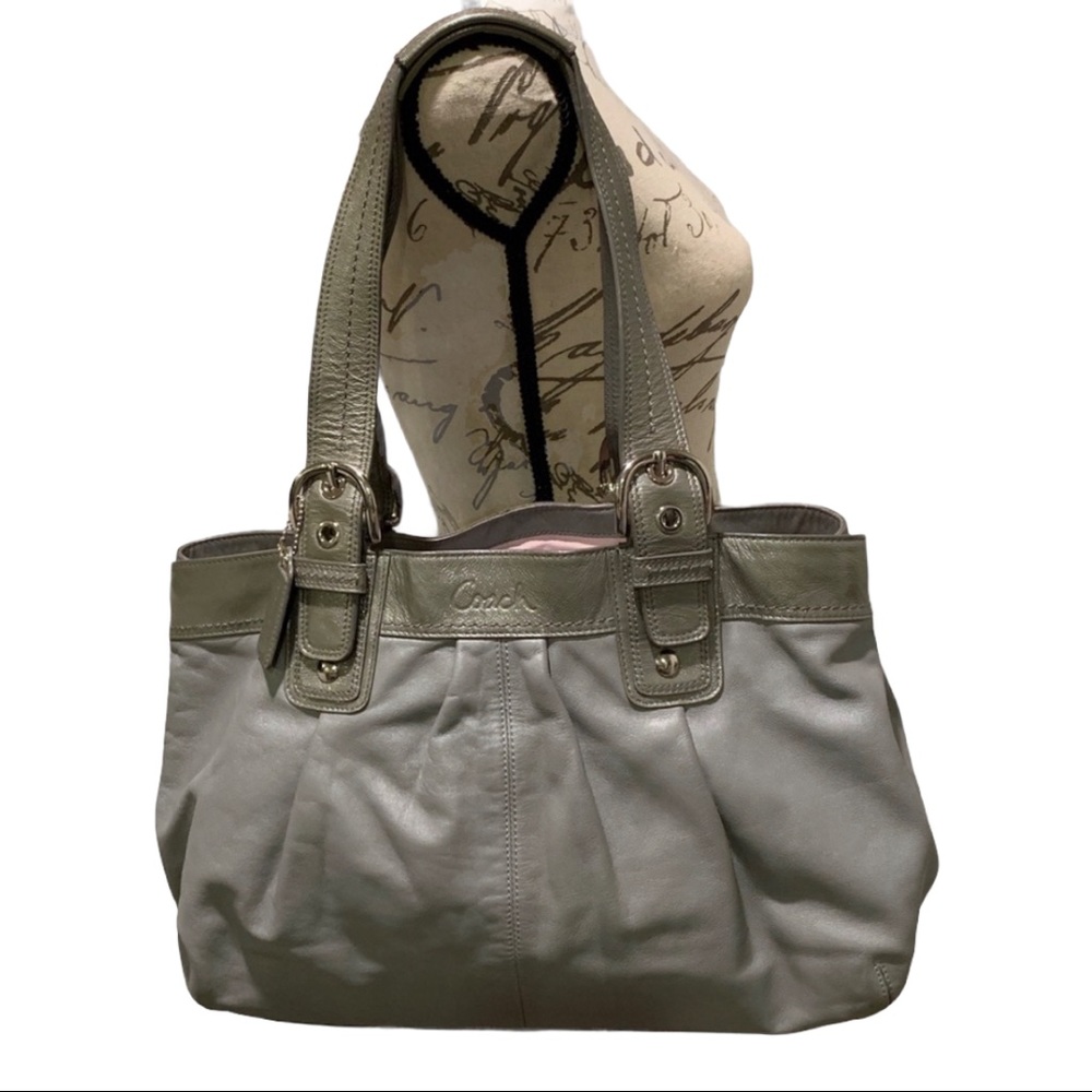 Coach  Gray Soho Pleaded Leather Tote